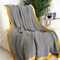 Luxurious Gold Chevron Pattern Throw Blanket