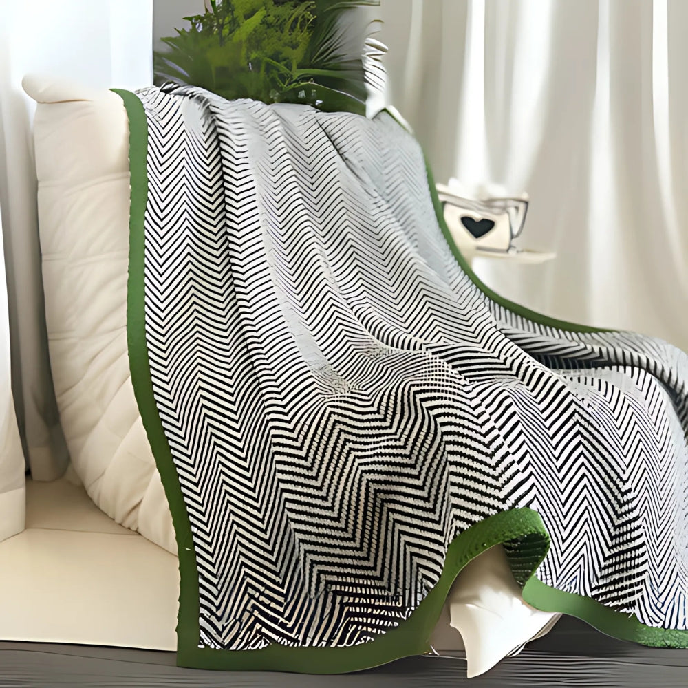 Luxurious Gold Chevron Pattern Throw Blanket