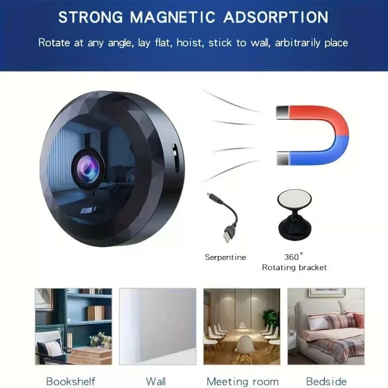 Magnetic Mini WiFi Camera 1080P HD with Night Vision & Motion Detection