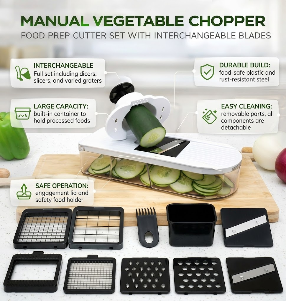 Manual Cutting Set for Food Prep and Vegetable Dicing