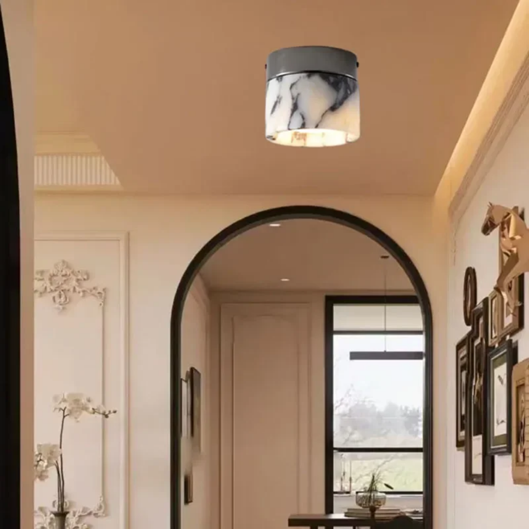 Marble-Look Cylindrical LED Ceiling Light