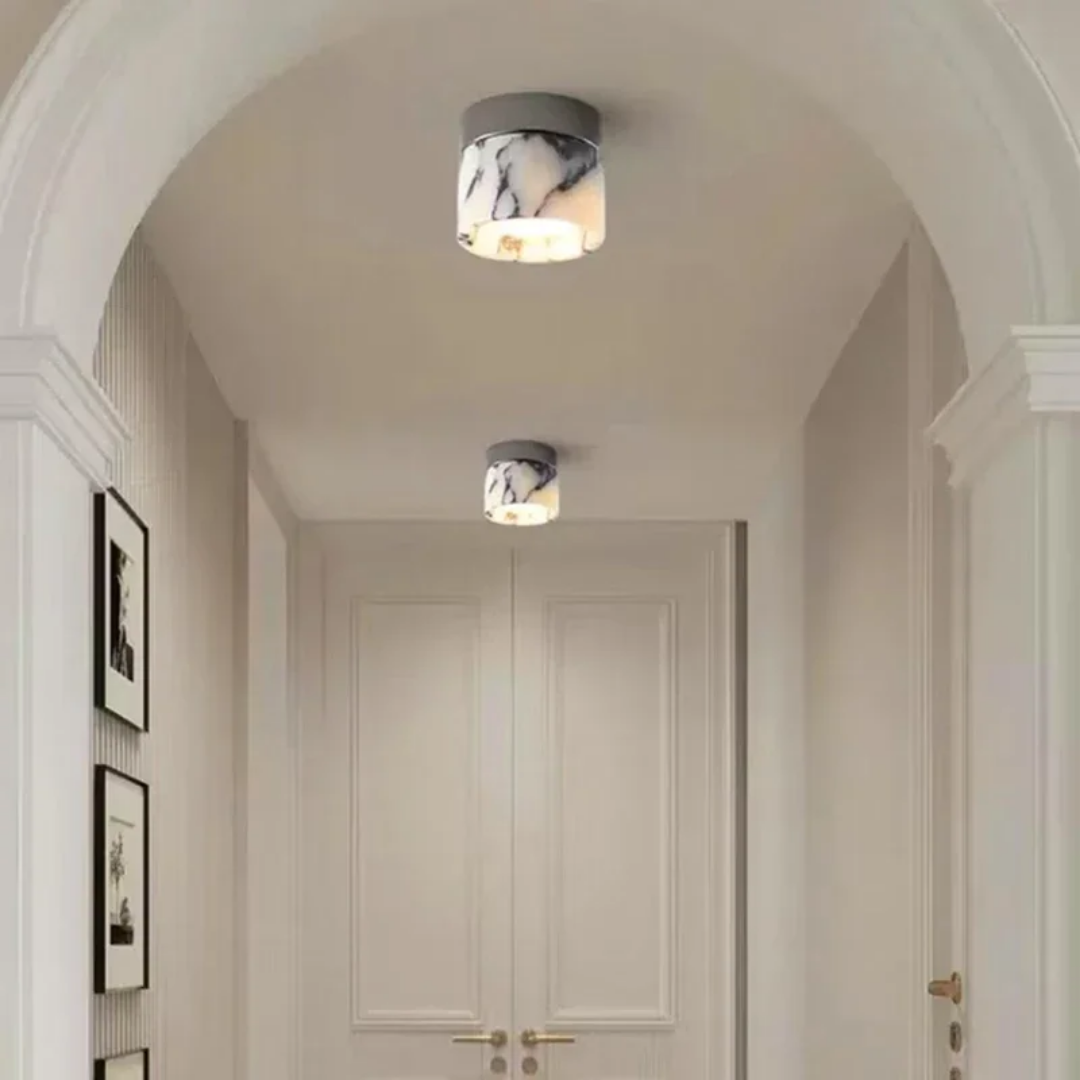 Marble-Look Cylindrical LED Ceiling Light