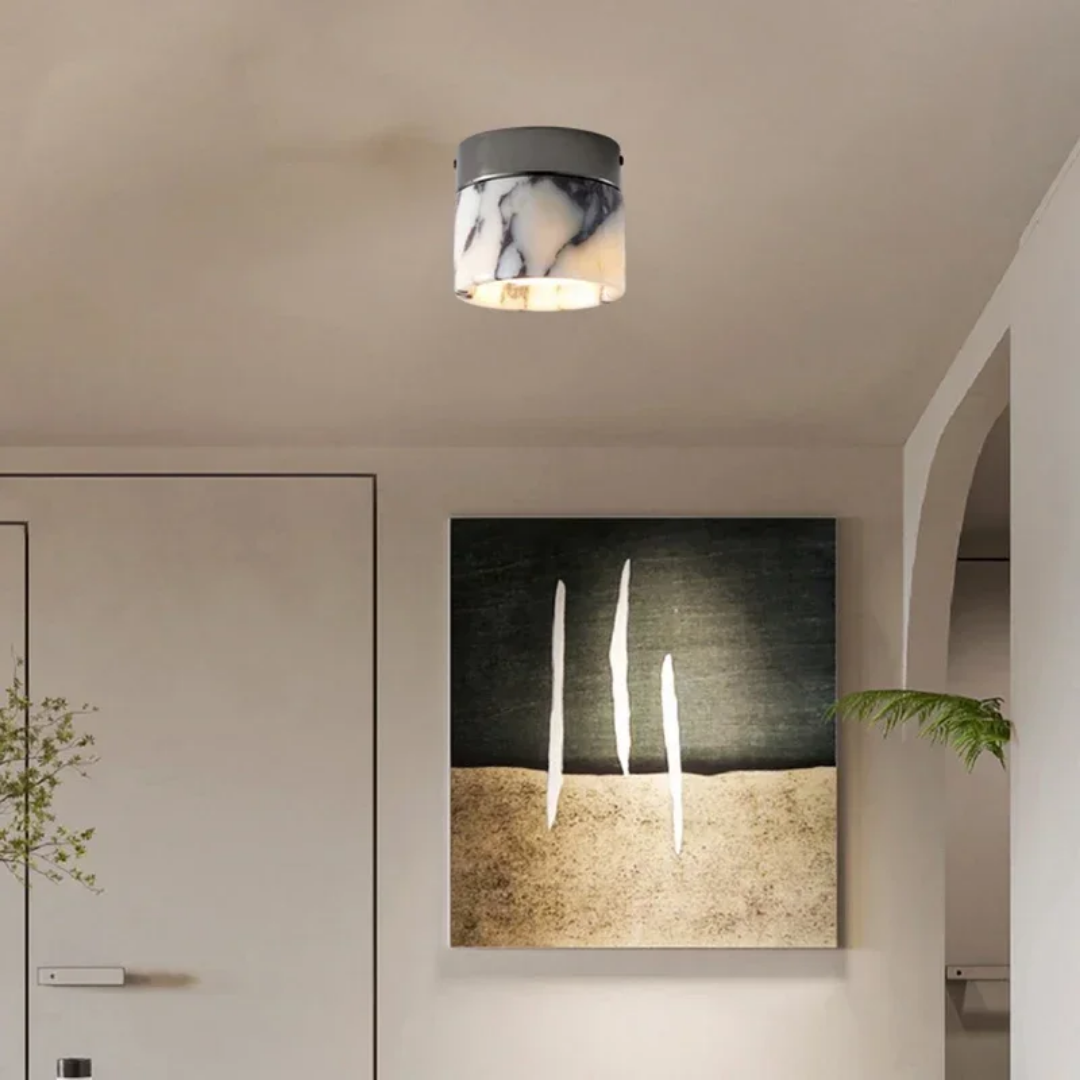 Marble-Look Cylindrical LED Ceiling Light
