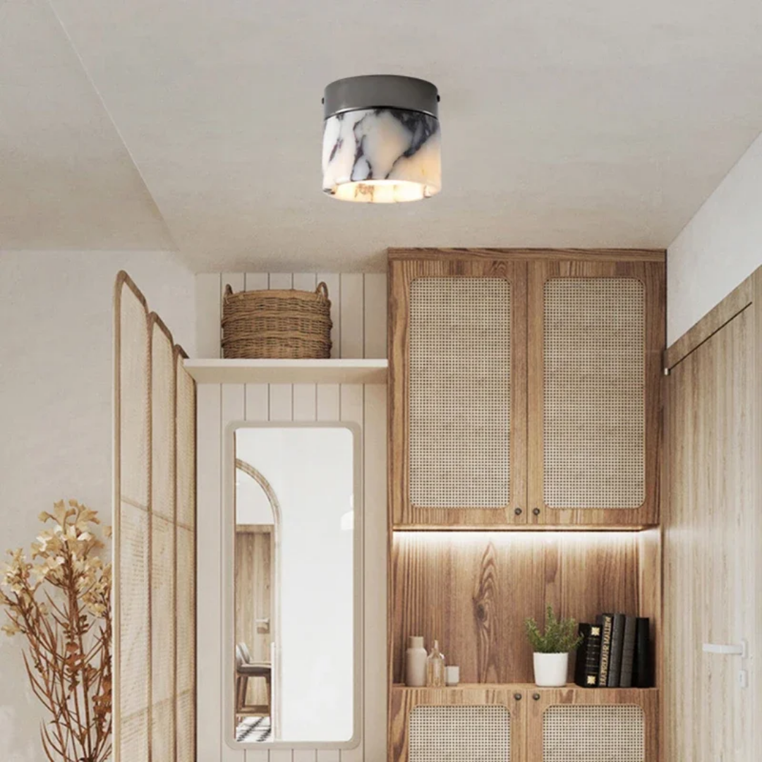 Marble-Look Cylindrical LED Ceiling Light
