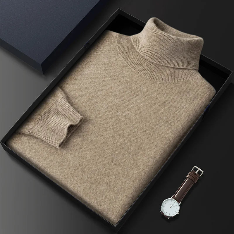 Men's 100% Pure Cashmere Roll Neck Sweater