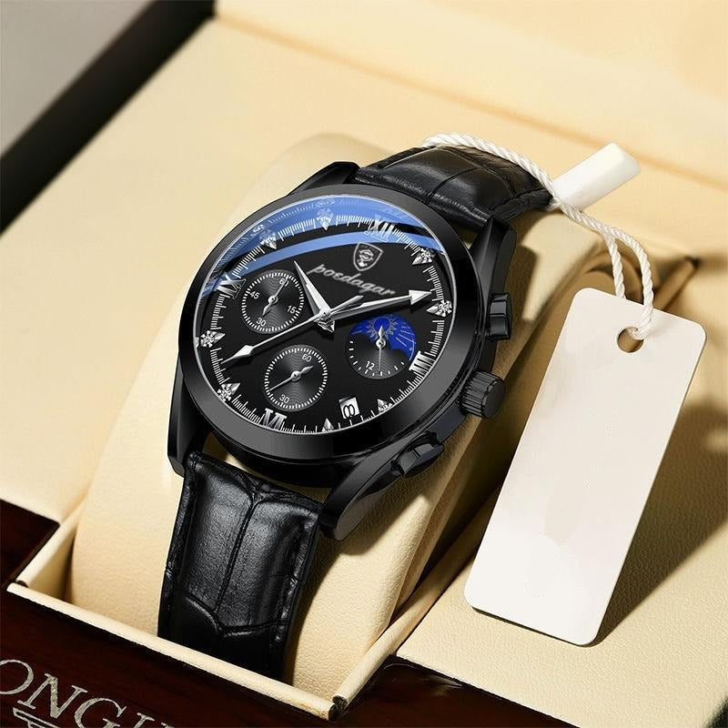 Men's Analog Leather Band Watch