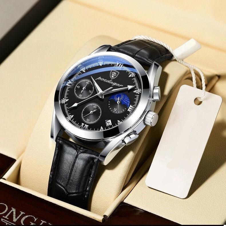 Men's Analog Leather Band Watch