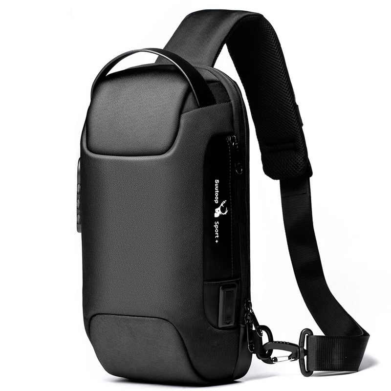 Men's Anti-Theft Waterproof Sling Bag with USB Charging Port
