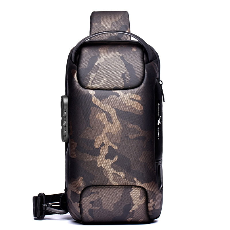 Men's Anti-Theft Waterproof Sling Bag with USB Charging Port
