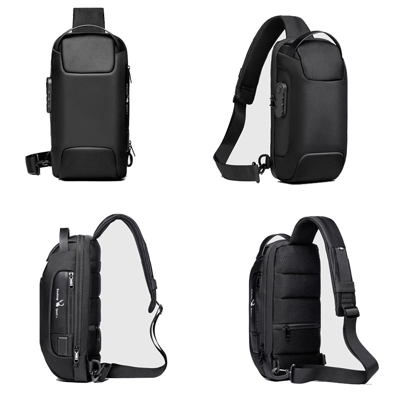 Men's Anti-Theft Waterproof Sling Bag with USB Charging Port