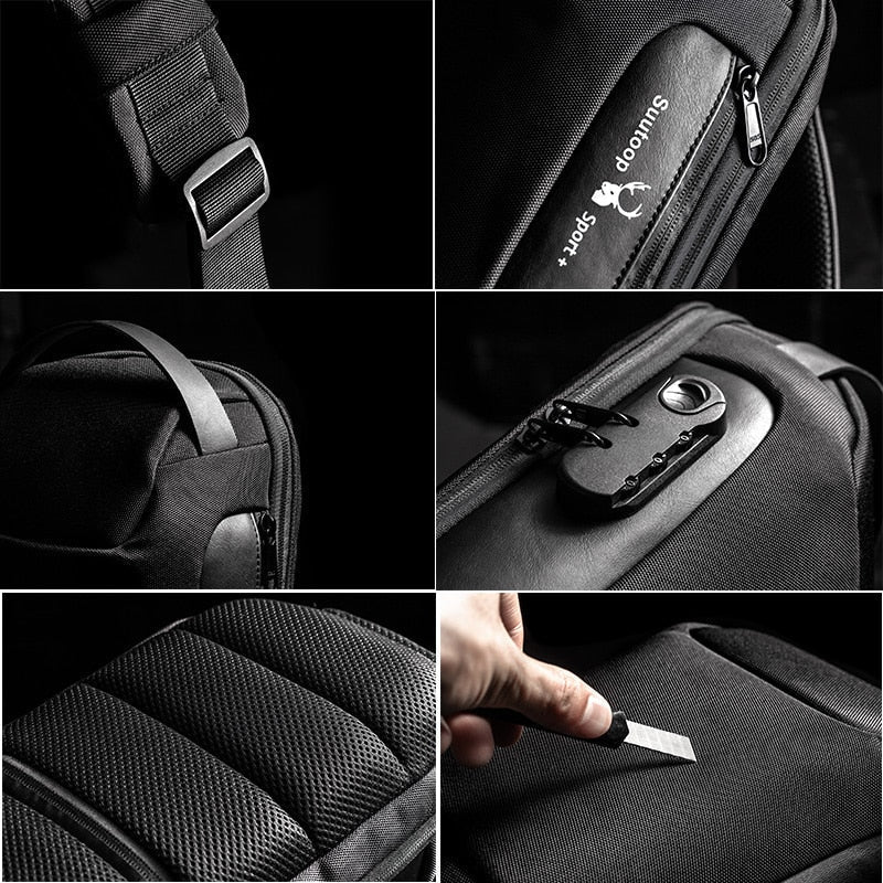 Men's Anti-Theft Waterproof Sling Bag with USB Charging Port