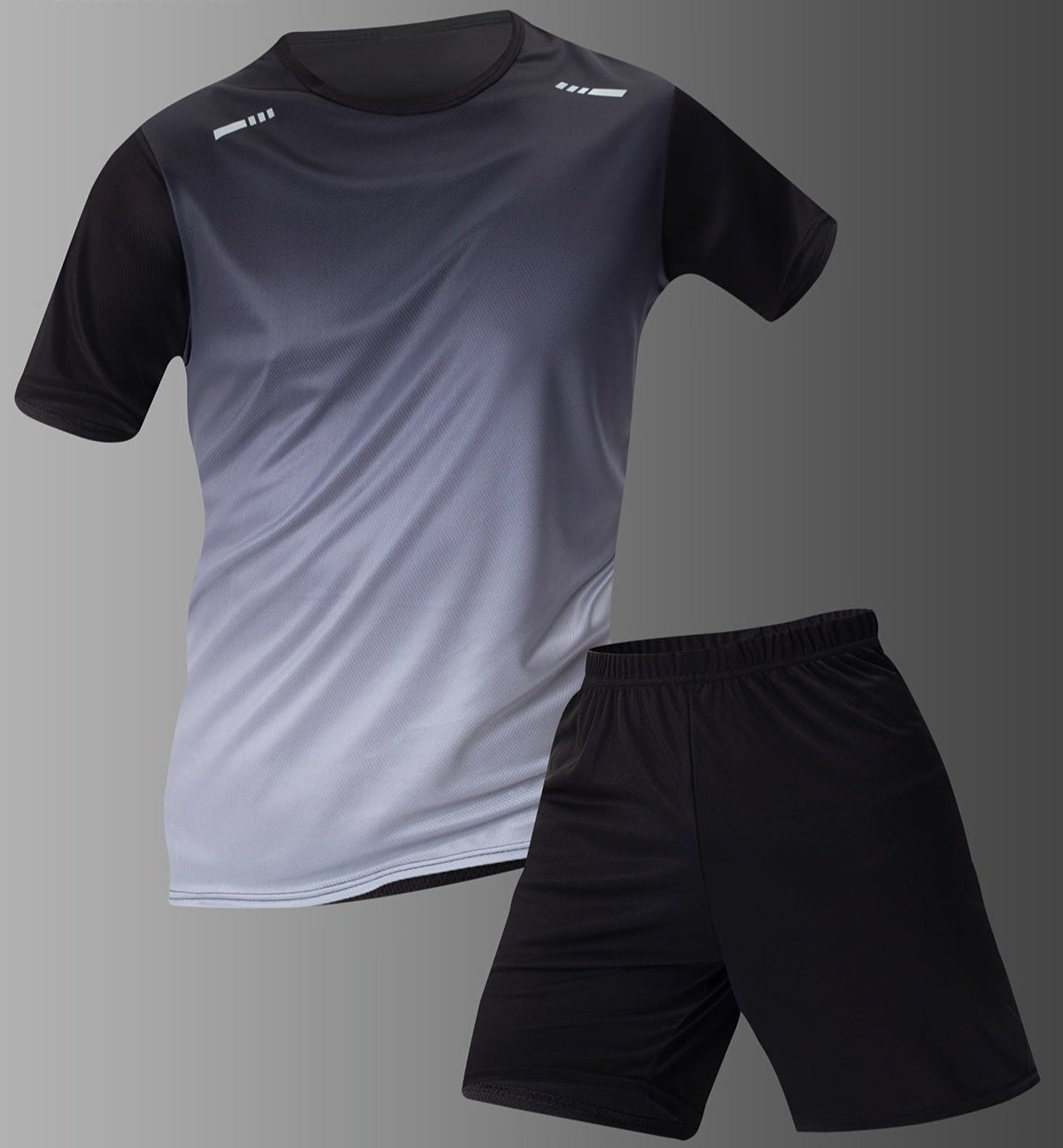 Men's Athletic Gradient Sports T-Shirt & Shorts Set