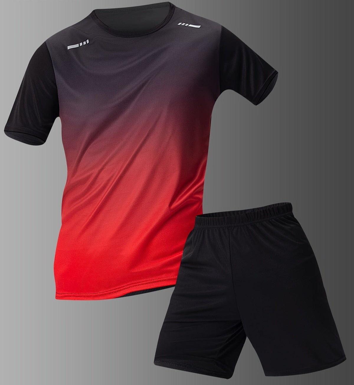 Men's Athletic Gradient Sports T-Shirt & Shorts Set