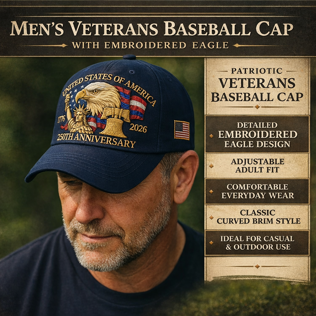 Men's Baseball Cap with Eagle Embroidery for Veterans