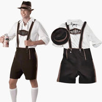Men's Bavarian Costume with Shirt and Adjustable Suspenders