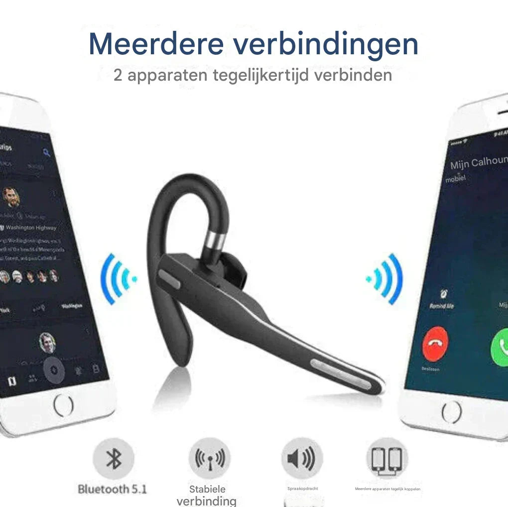Men's Bluetooth 5.1 Ear Hook Headset with Dual Mic