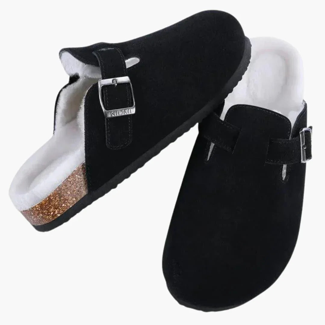 Men's Buckled Suede Mule Slippers