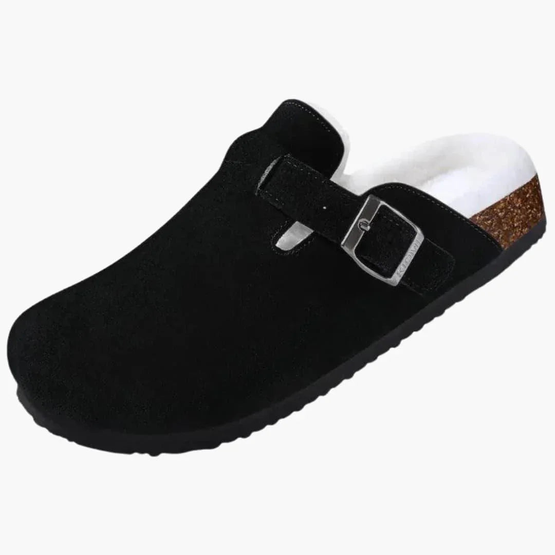 Men's Buckled Suede Mule Slippers