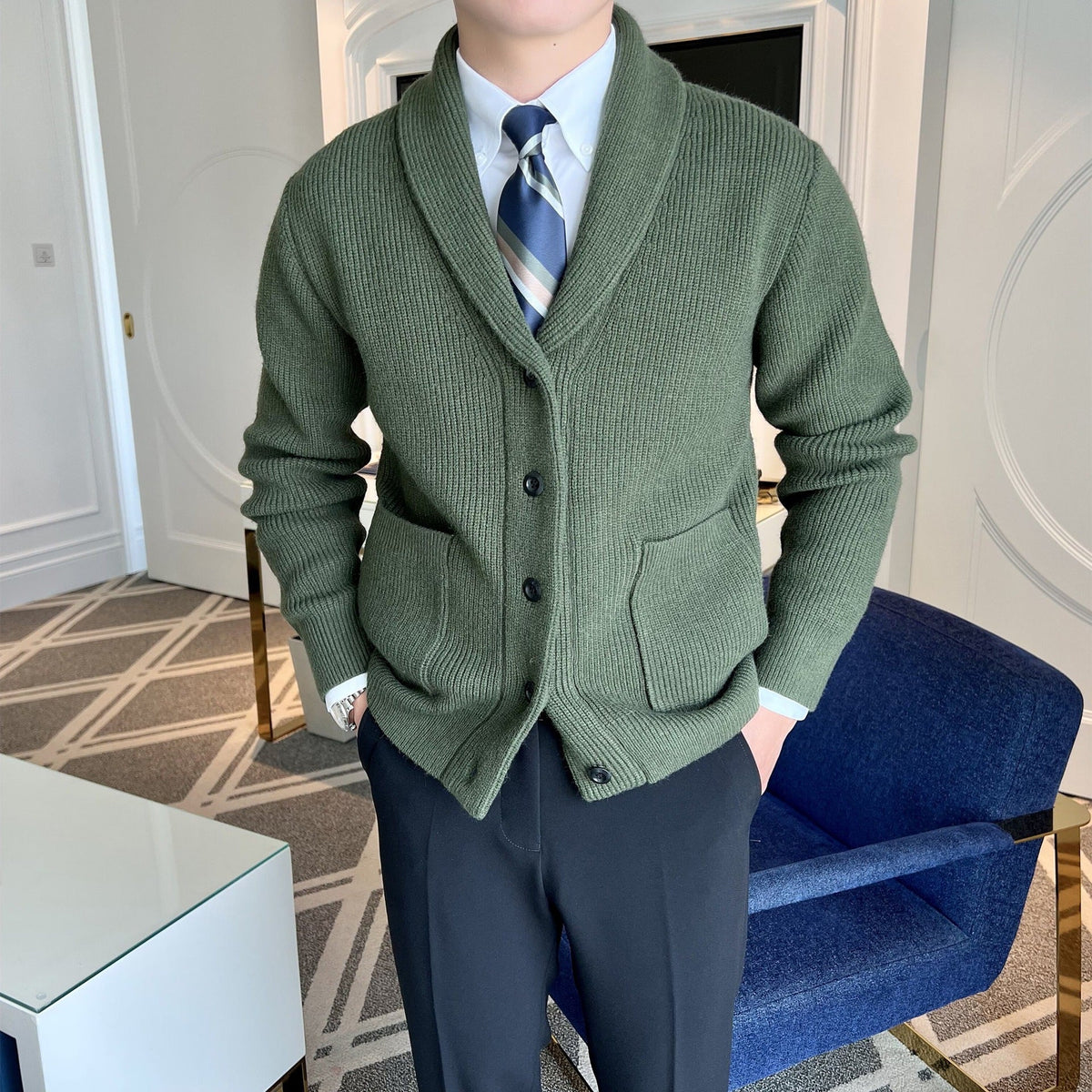 Men's Button-Front Knit Jacket