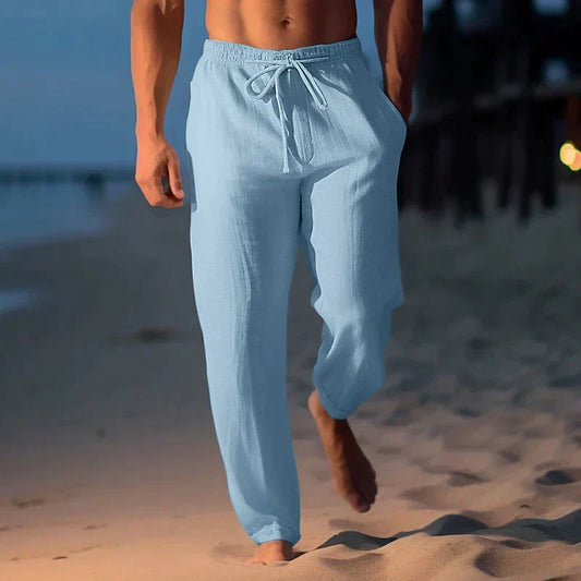 Men's Casual Linen Drawstring Trousers