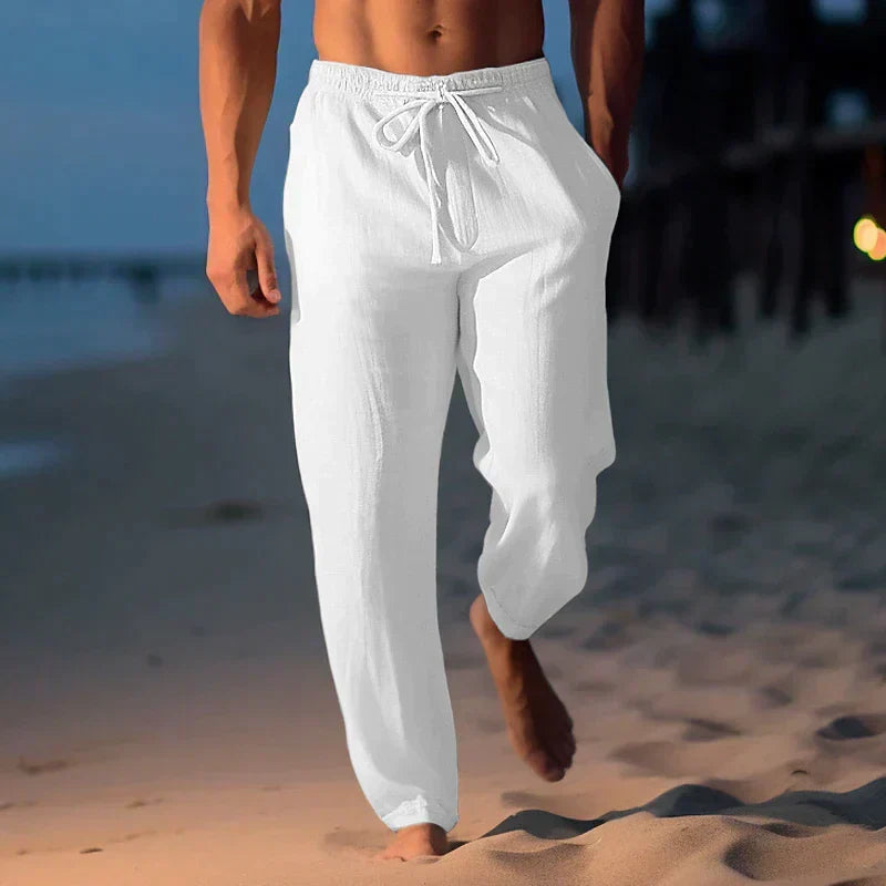 Men's Casual Linen Drawstring Trousers