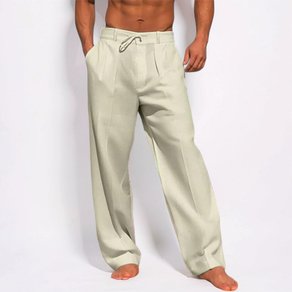 Men's Casual Relaxed Fit Drawstring Straight Leg Trousers