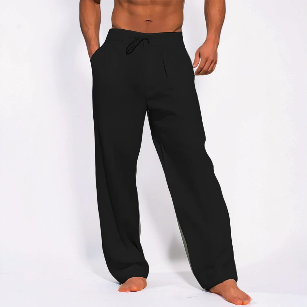 Men's Casual Relaxed Fit Drawstring Straight Leg Trousers