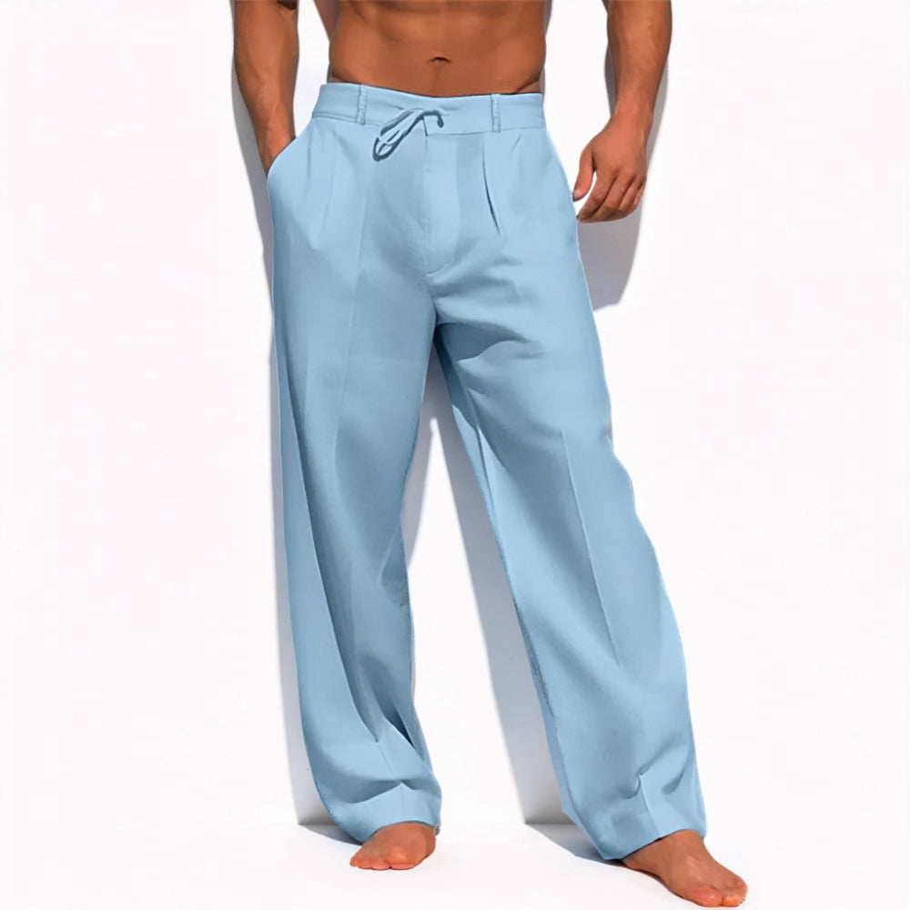 Men's Casual Relaxed Fit Drawstring Straight Leg Trousers