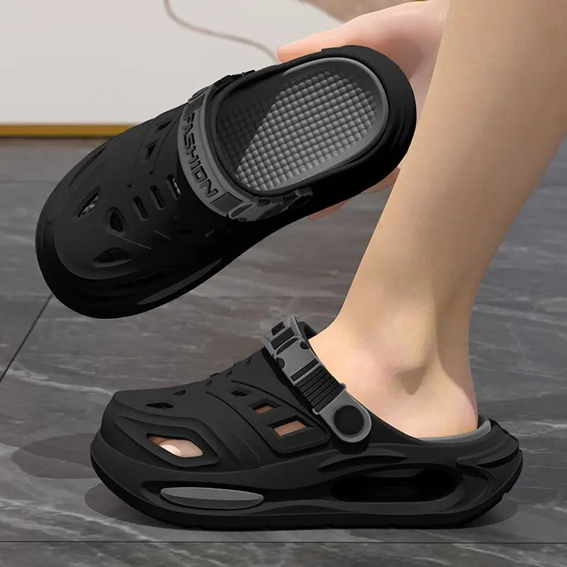 Men's Clogs with Arch Support Cutout - Non-Slip, Breathable Thick-Sole Summer Sandals