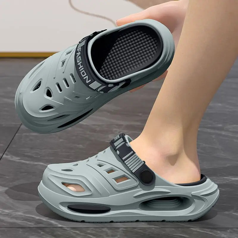 Men's Clogs with Arch Support Cutout - Non-Slip, Breathable Thick-Sole Summer Sandals