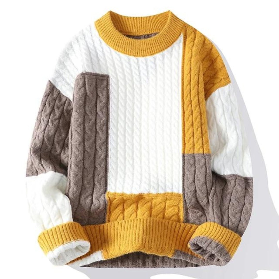 Men's Color Block Crew Neck Sweater