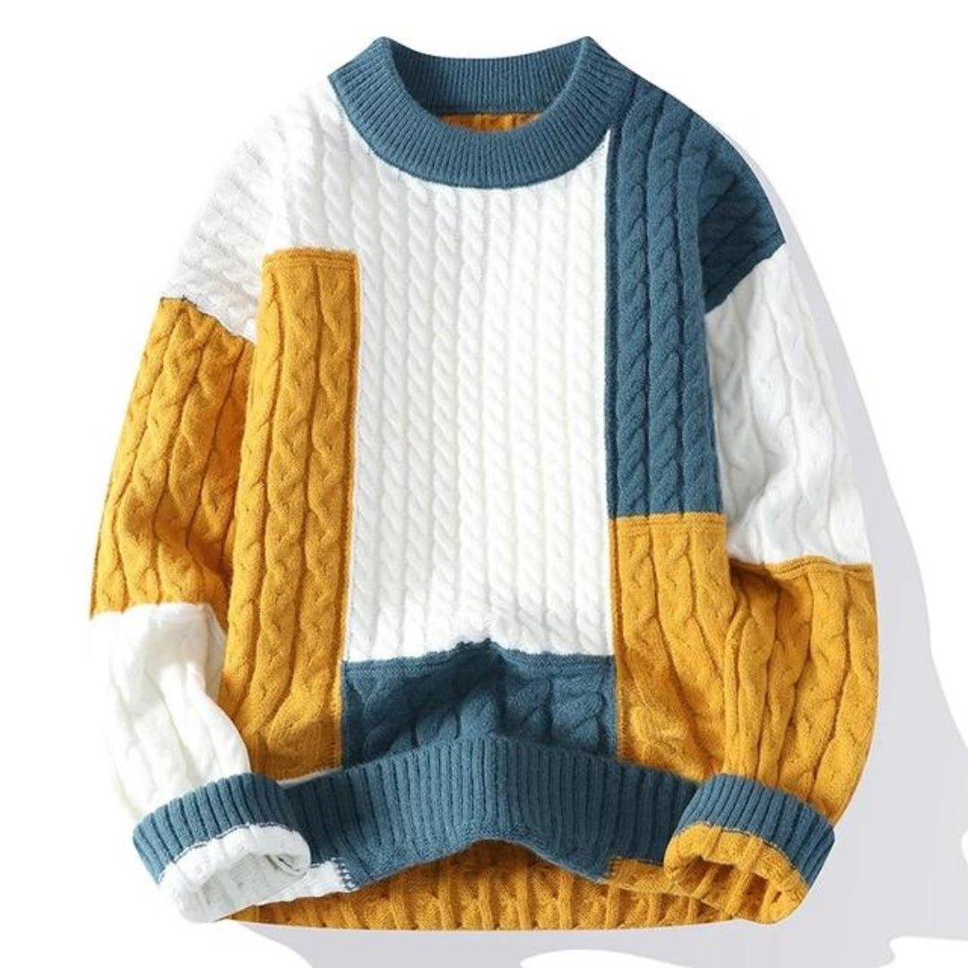 Men's Color Block Crew Neck Sweater