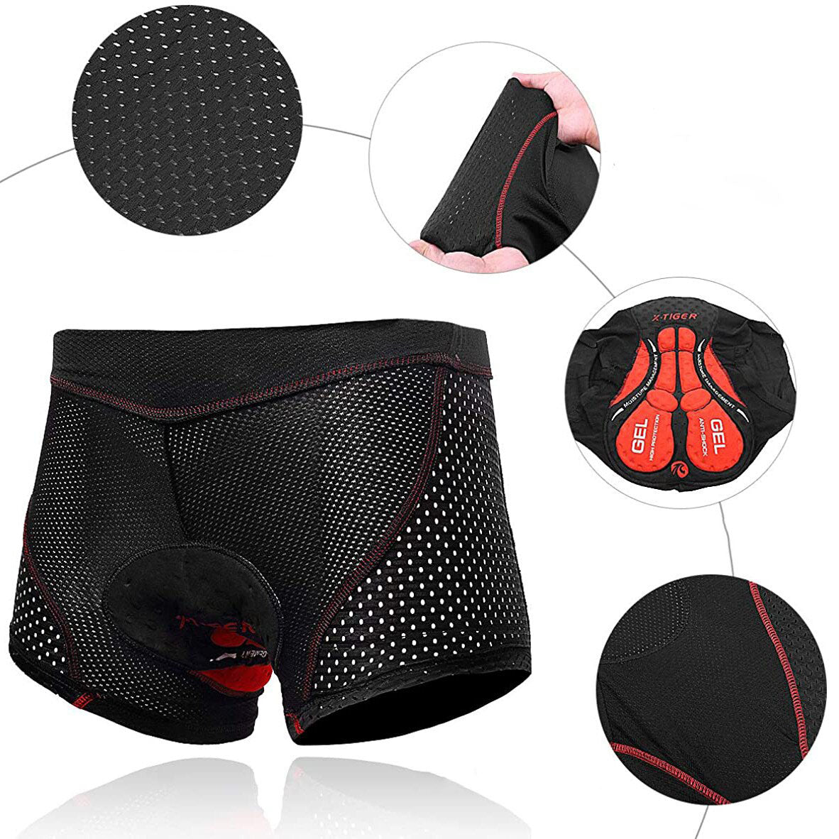 Men's Cycling Shorts with 5D Gel Pad for Superior Comfort and Shock Absorption