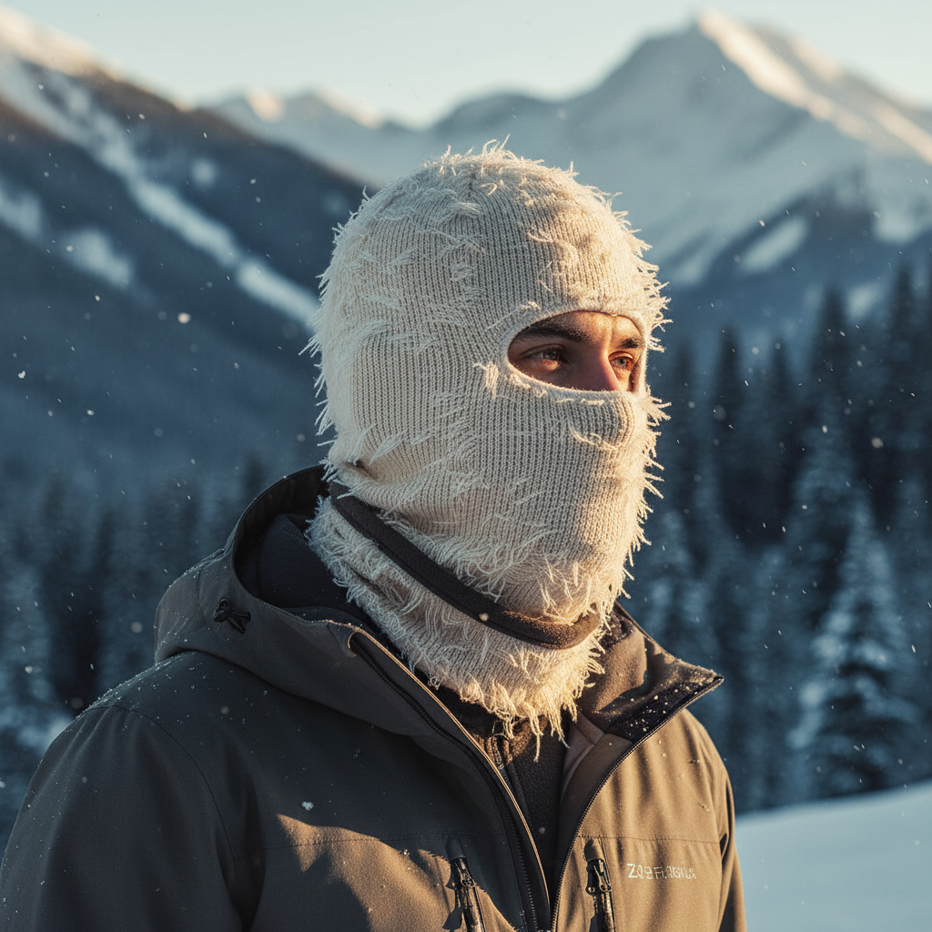 Men's Distressed Camouflage Full Face Mask Warm Winter Ski Balaclava