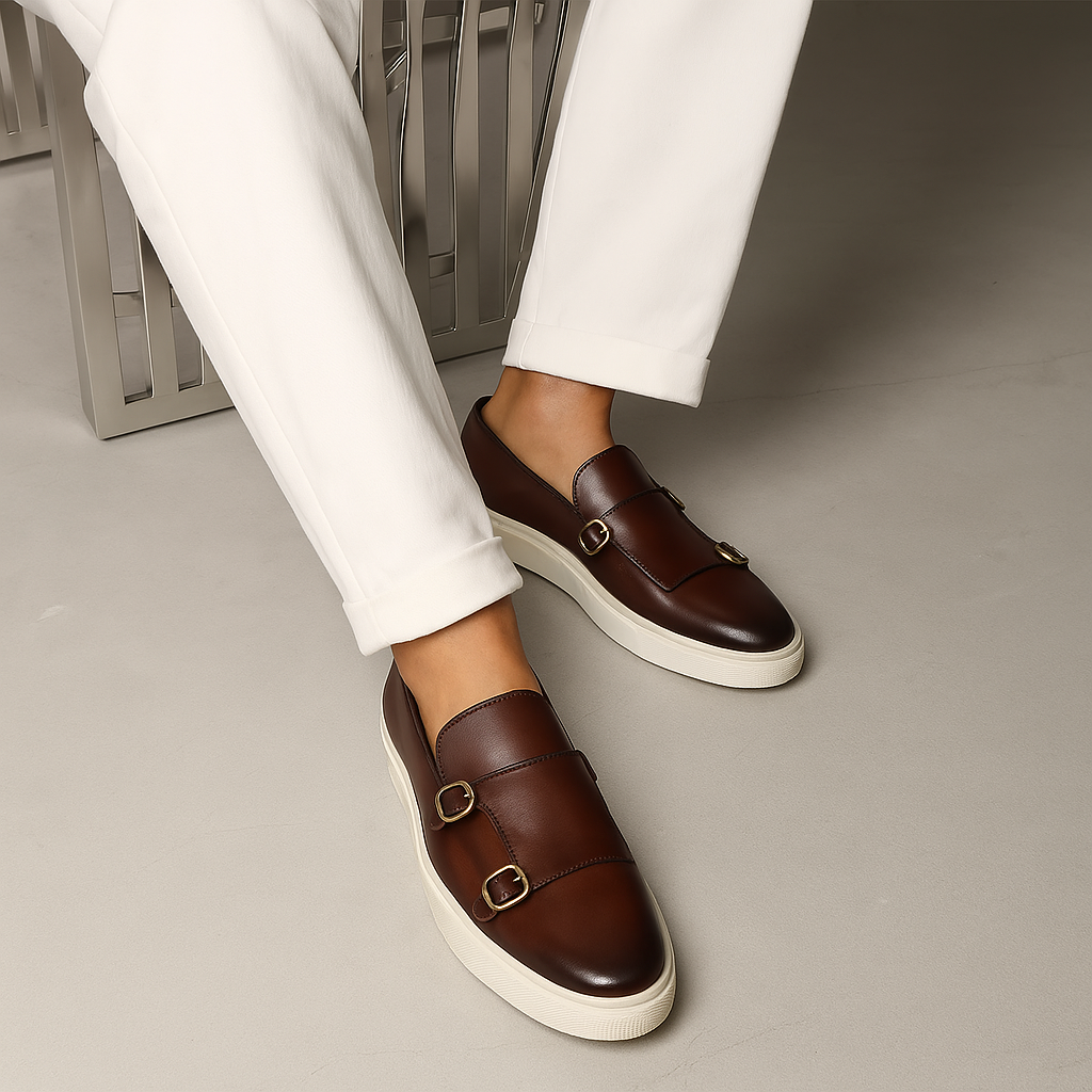 Men's Double Monk Strap Slip-On Sneakers