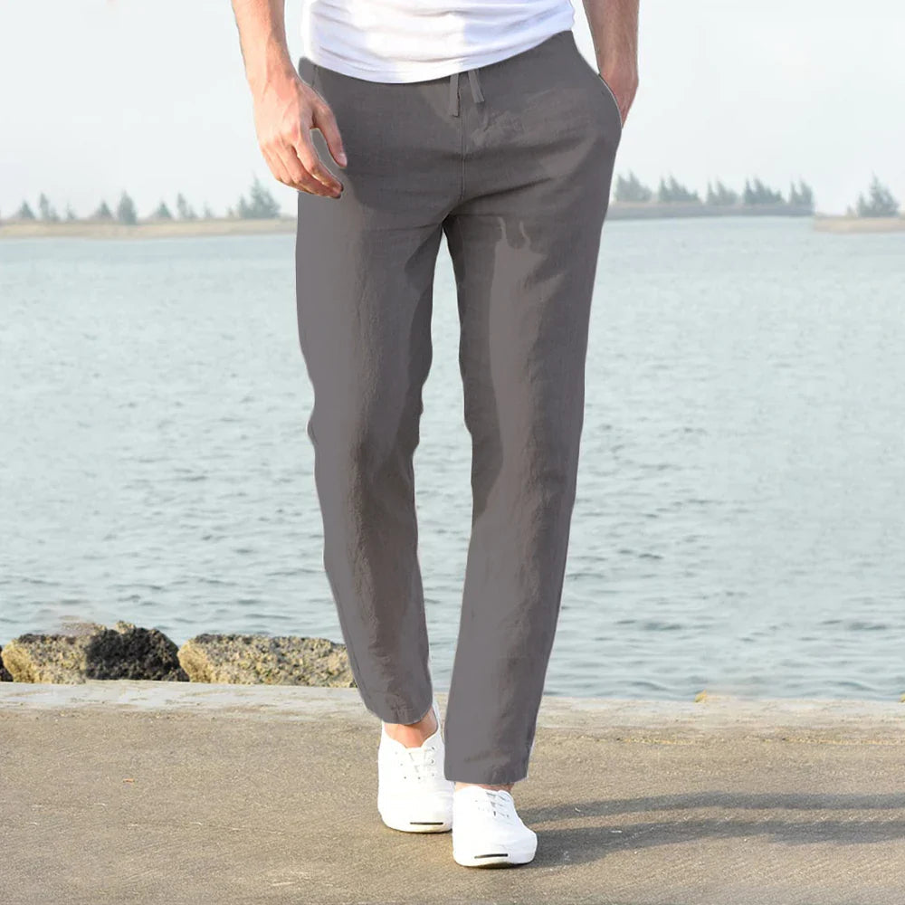Men's Drawstring Straight-Leg Casual Trousers