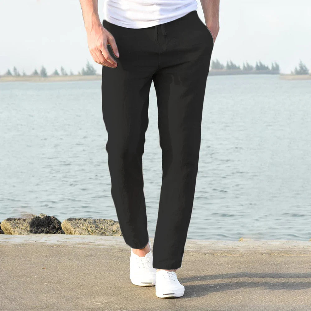 Men's Drawstring Straight-Leg Casual Trousers