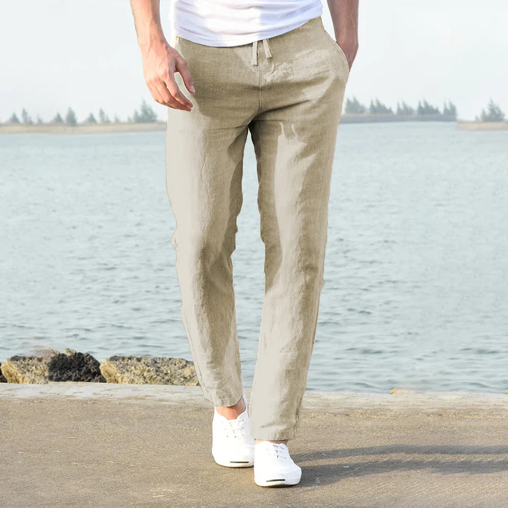Men's Drawstring Straight-Leg Casual Trousers