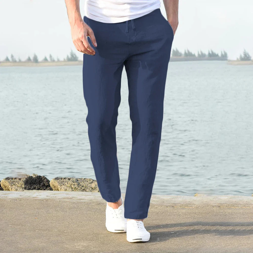 Men's Drawstring Straight-Leg Casual Trousers