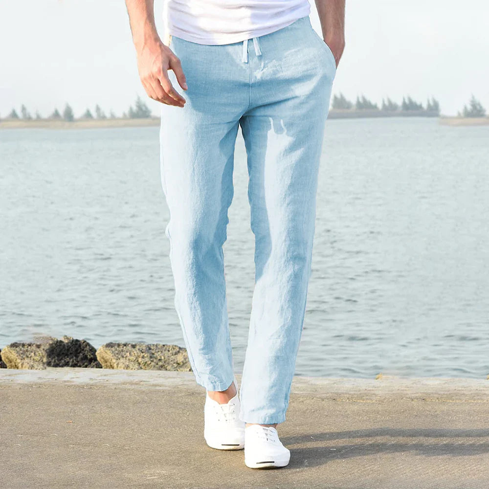 Men's Drawstring Straight-Leg Casual Trousers