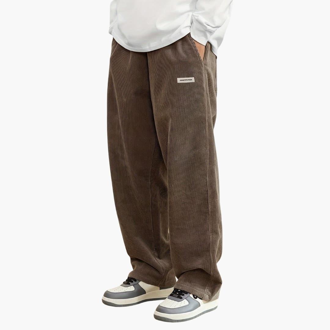Men's Elastic Waist Wide-Leg Trousers