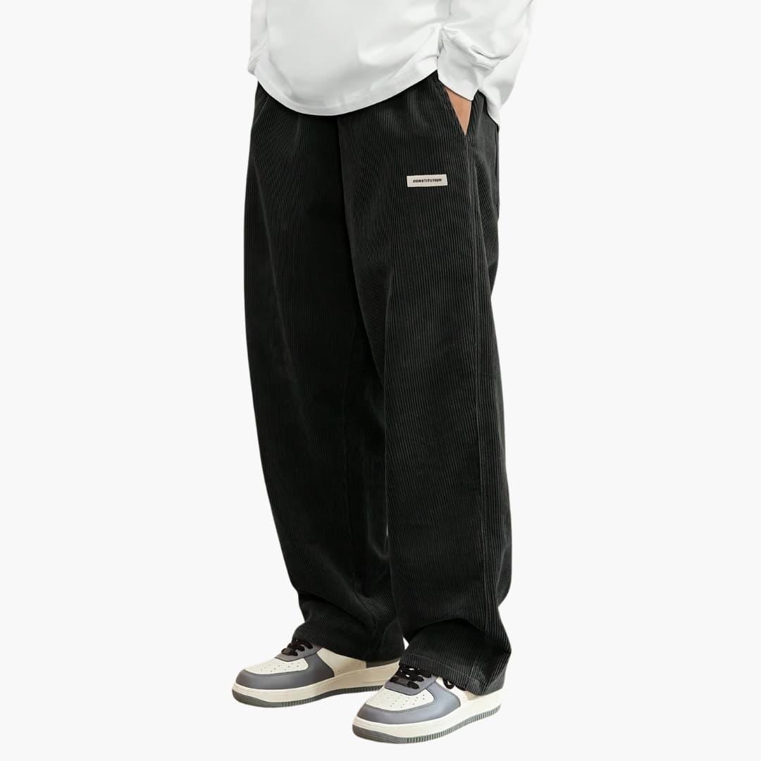 Men's Elastic Waist Wide-Leg Trousers