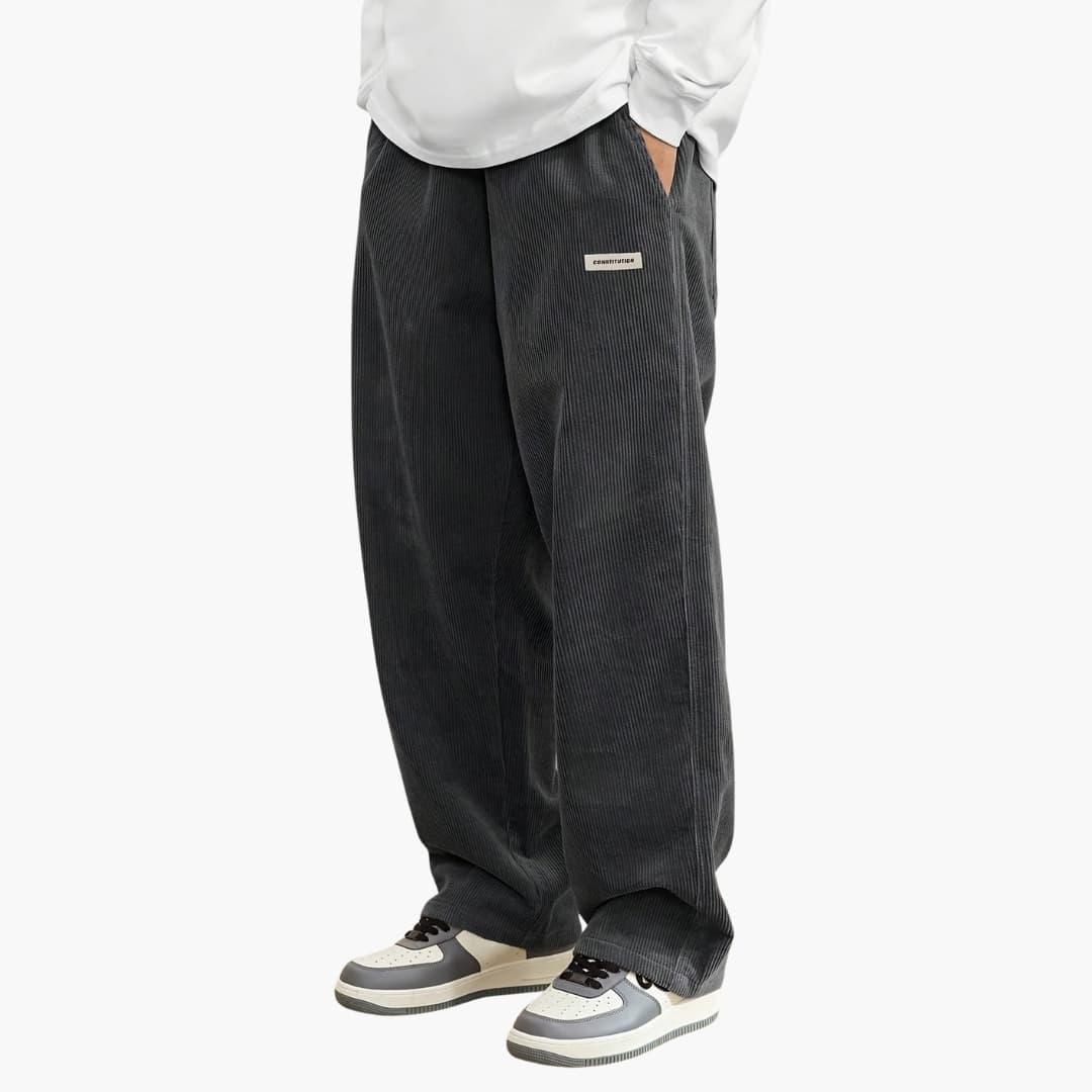 Men's Elastic Waist Wide-Leg Trousers