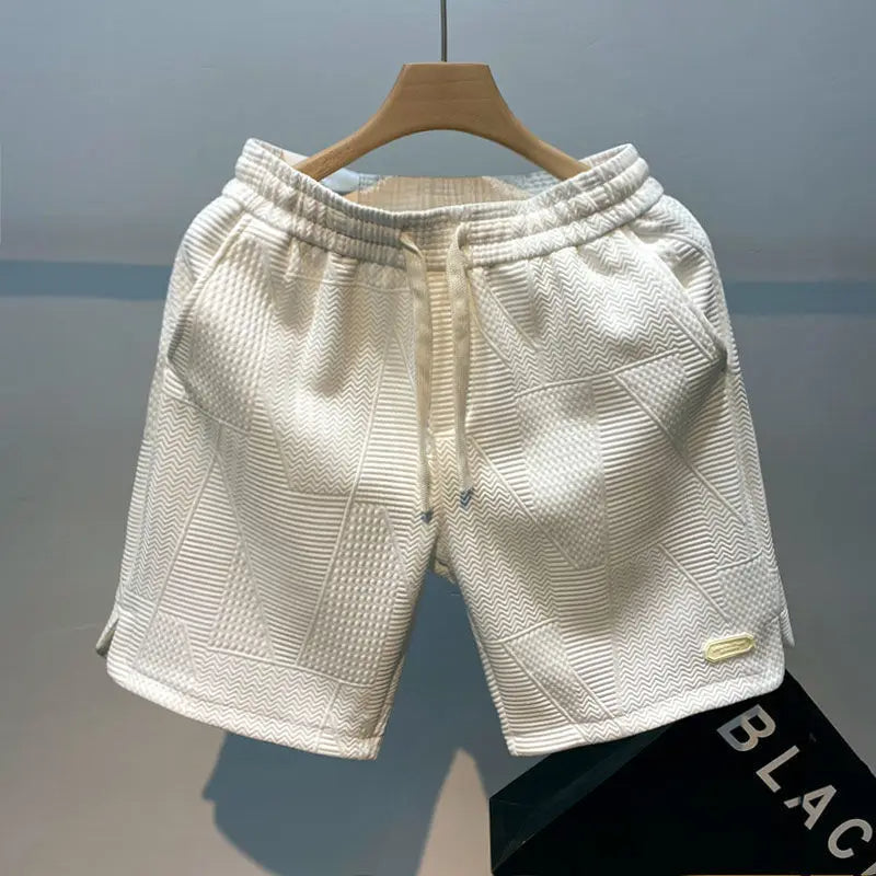 Men's Elegant Wave-Pattern Shorts in Comfort Fabric with Adjustable Drawstring