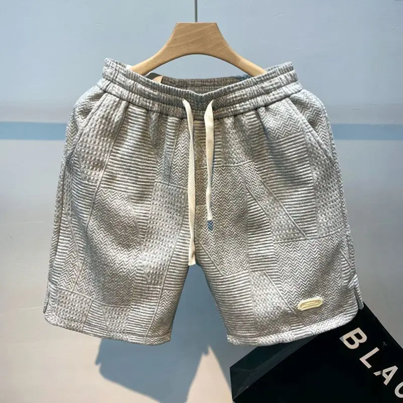 Men's Elegant Wave-Pattern Shorts in Comfort Fabric with Adjustable Drawstring