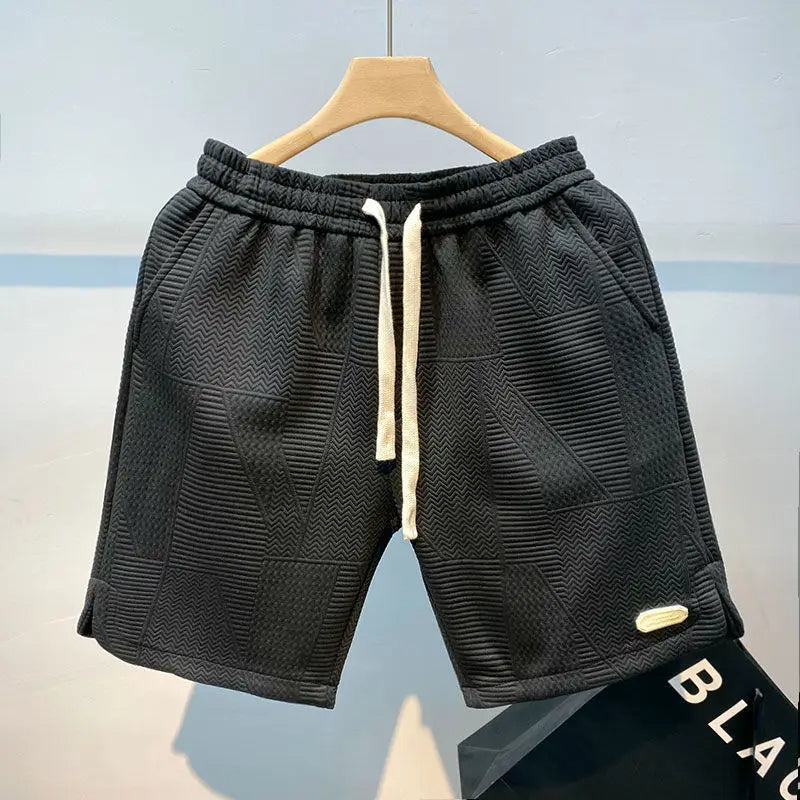 Men's Elegant Wave-Pattern Shorts in Comfort Fabric with Adjustable Drawstring