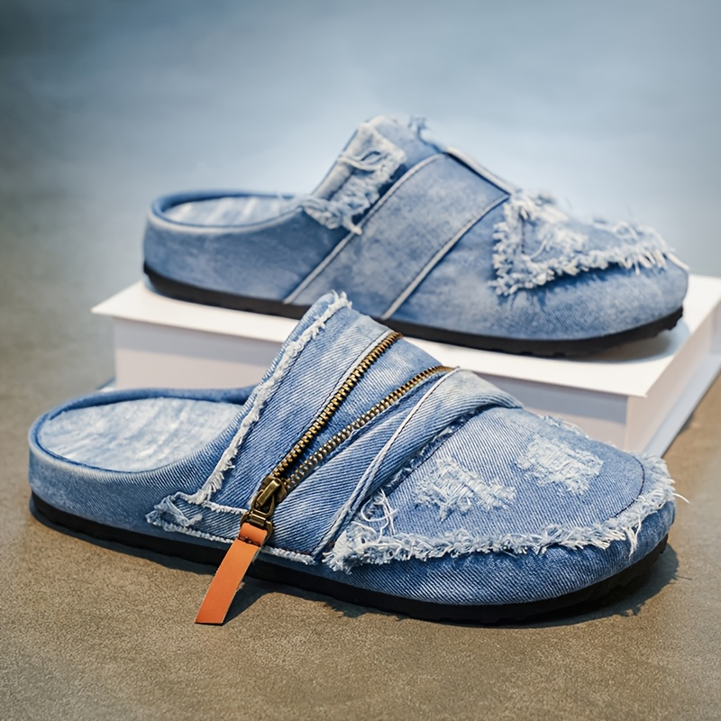 Men's Frayed Streetwear Slip-On Mules