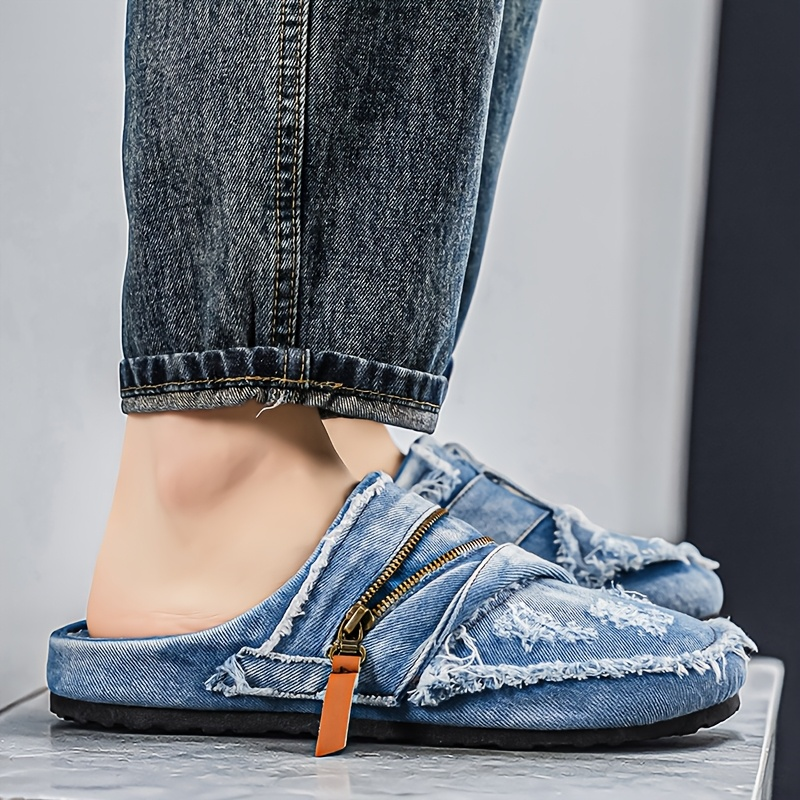 Men's Frayed Streetwear Slip-On Mules
