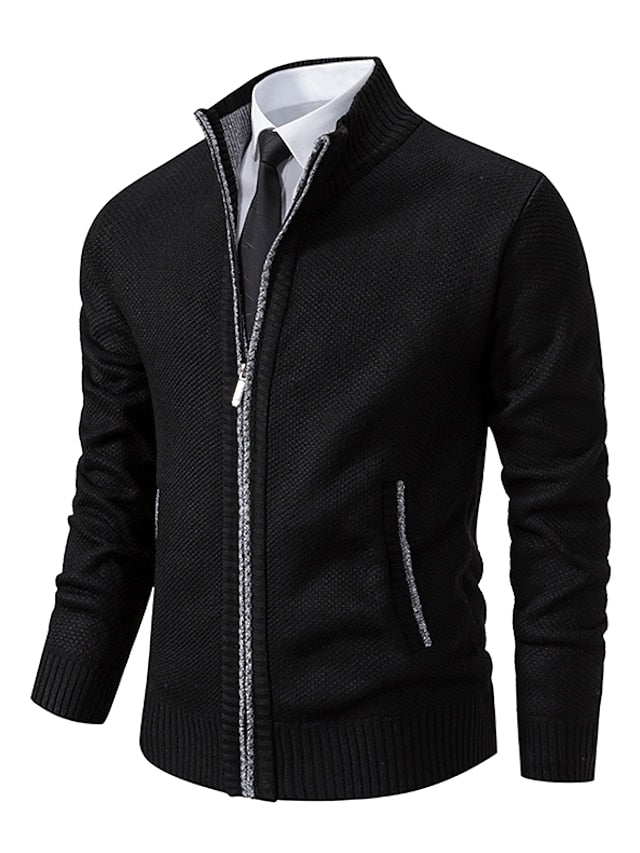 Men's Full-Zip Ribbed Knit Cardigan