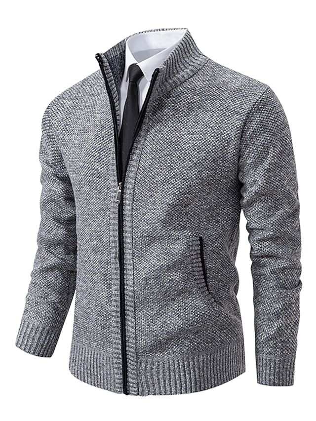 Men's Full-Zip Ribbed Knit Cardigan